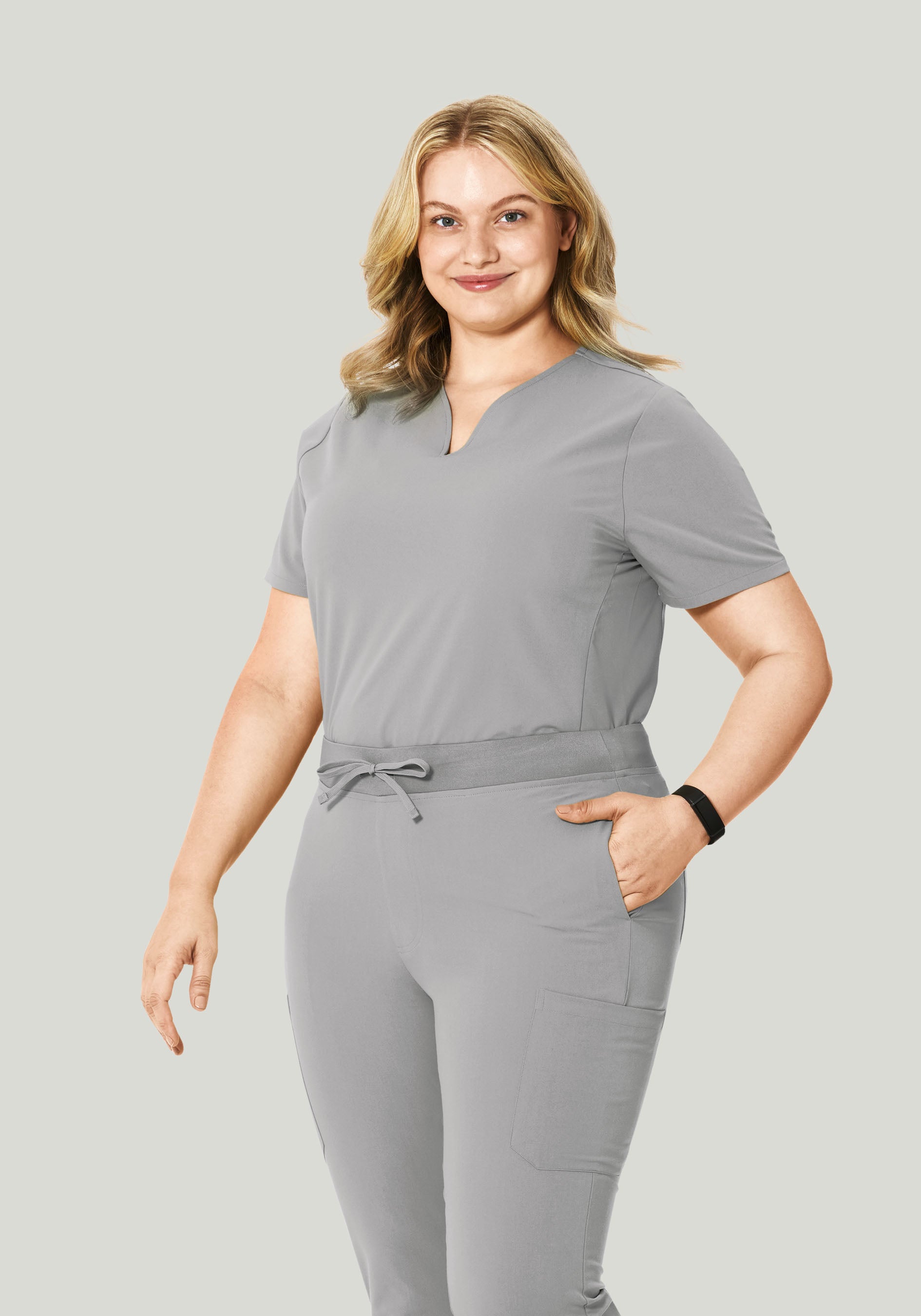 Curved V-Neck Top Cloud