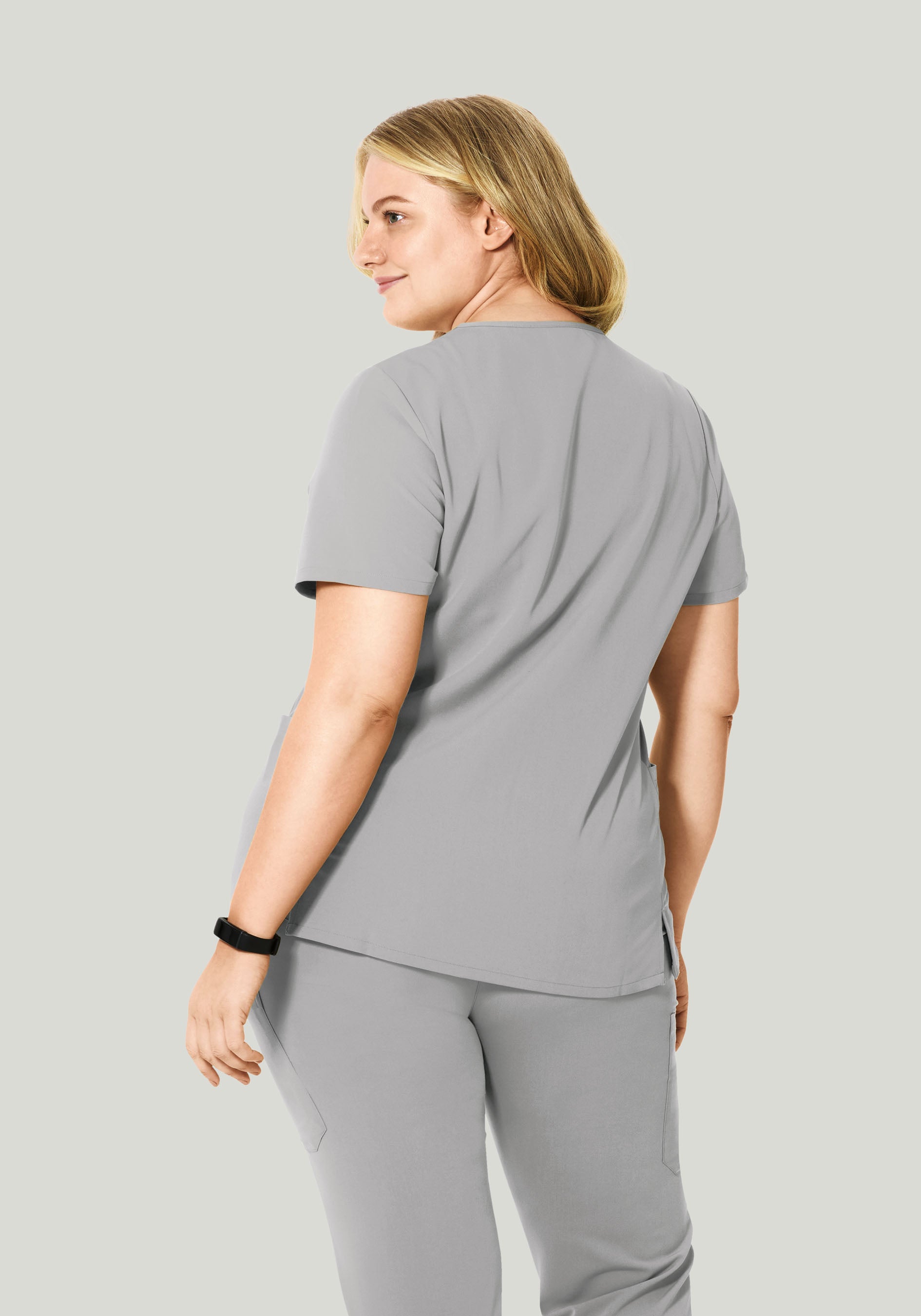 Curved V-Neck Top Cloud