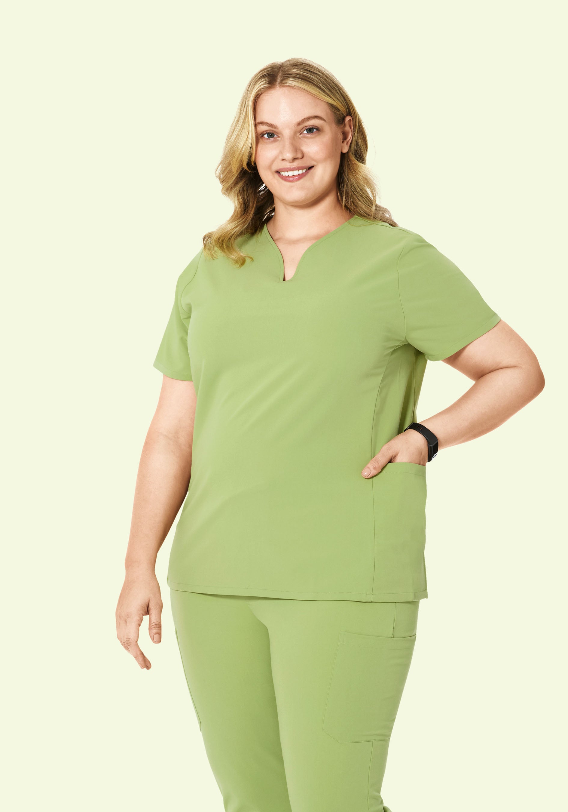 Curved V-Neck Top Fern