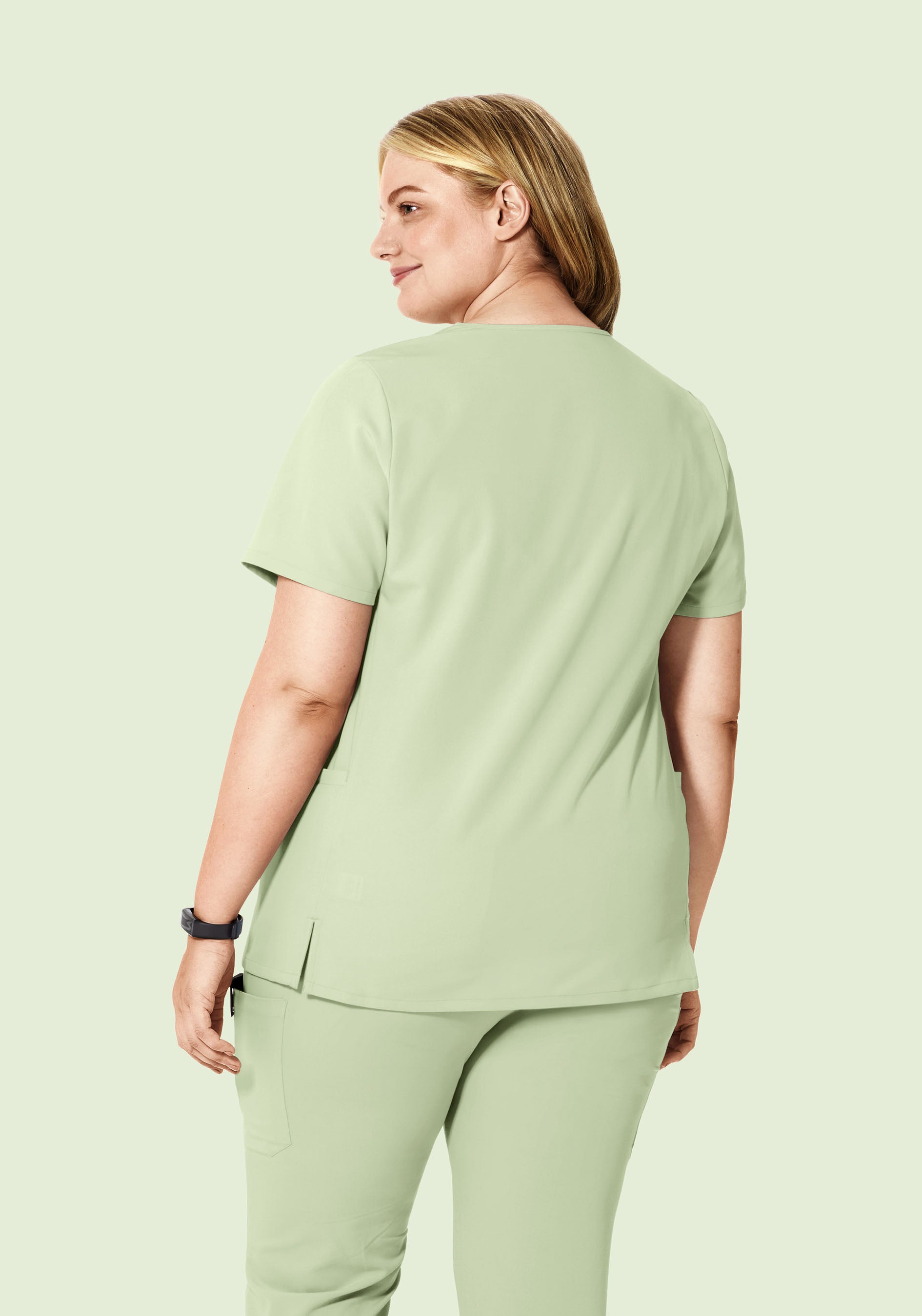 Curved V-Neck Top Matcha