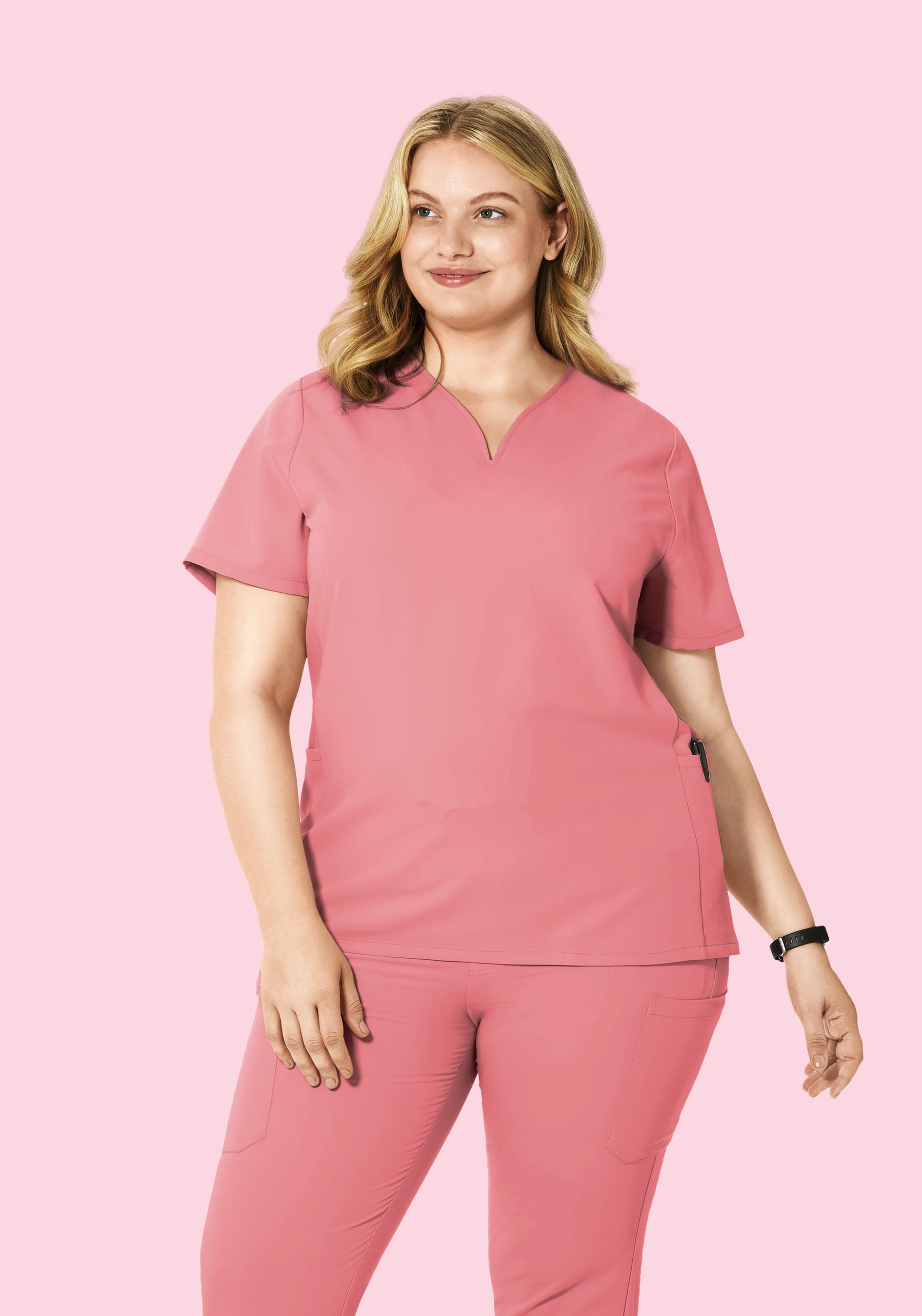 Curved V-Neck Top Peony