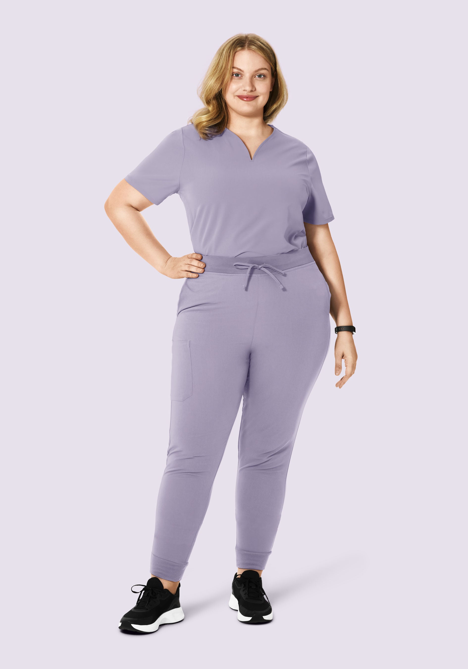 Curved V-Neck Top Ube