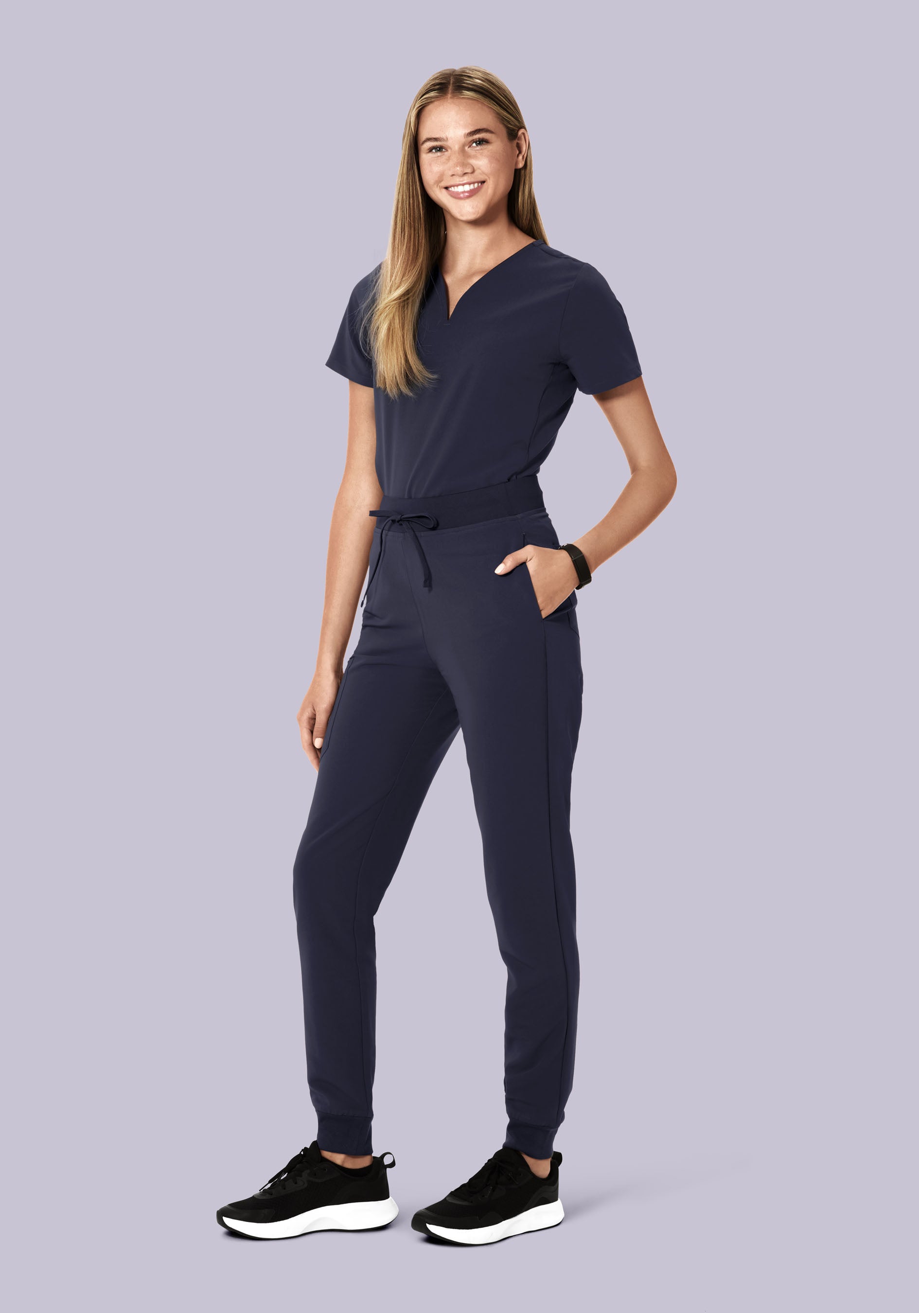 Curved V-Neck Top Steel