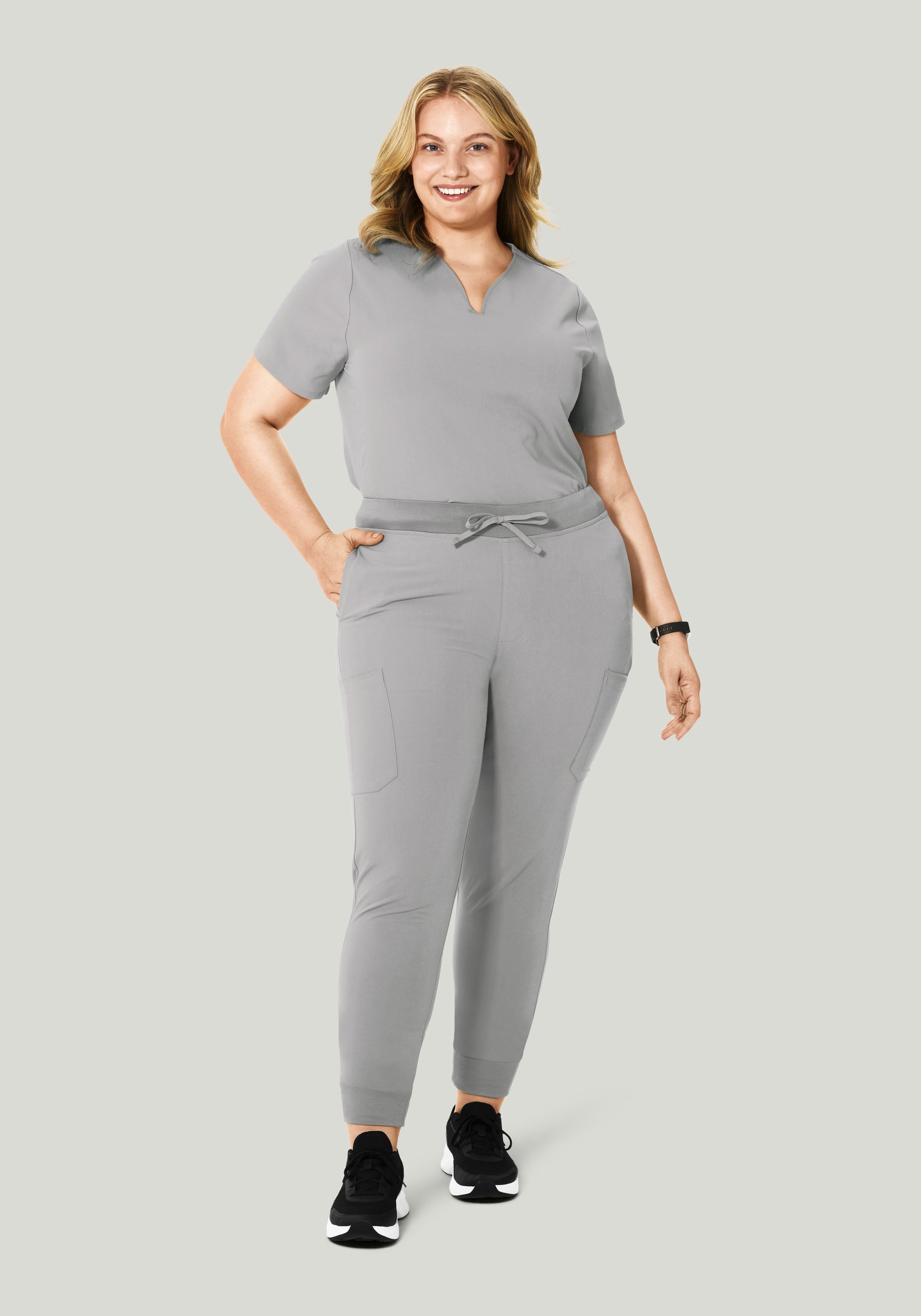 Curved V-Neck Top Cloud