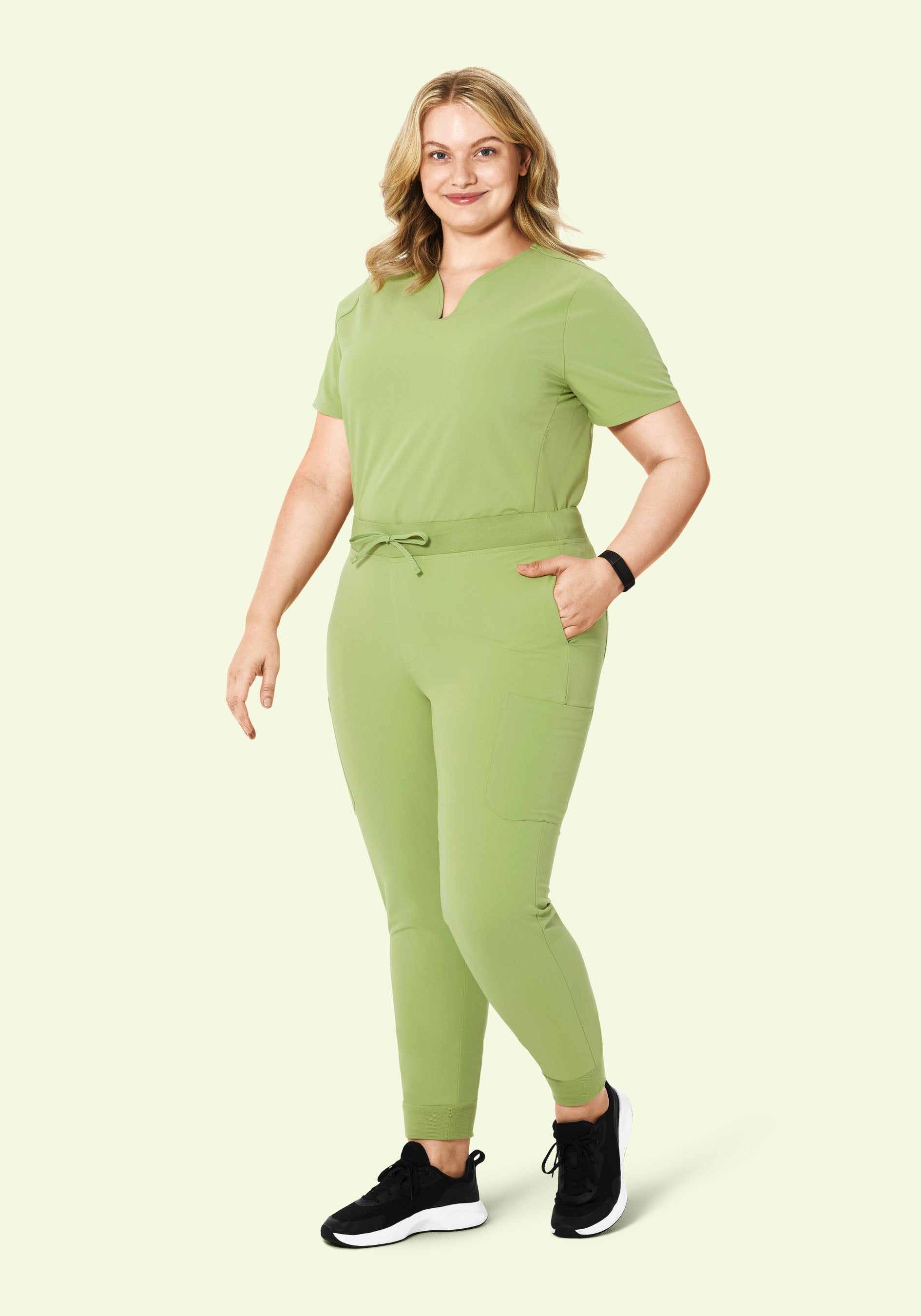 Curved V-Neck Top Fern