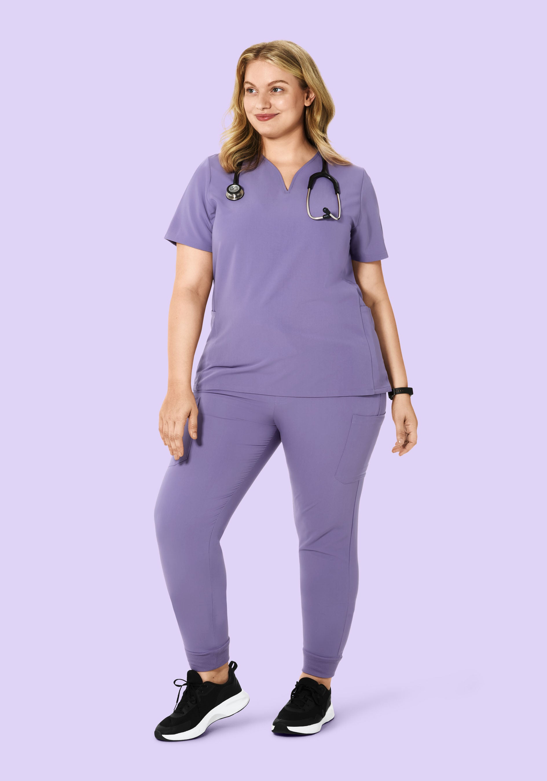 Curved V-Neck Top Hyacinth