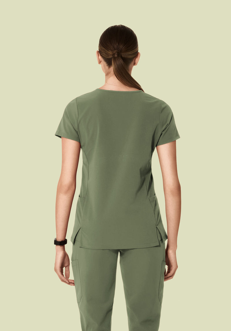 Curved V-Neck Top Sage