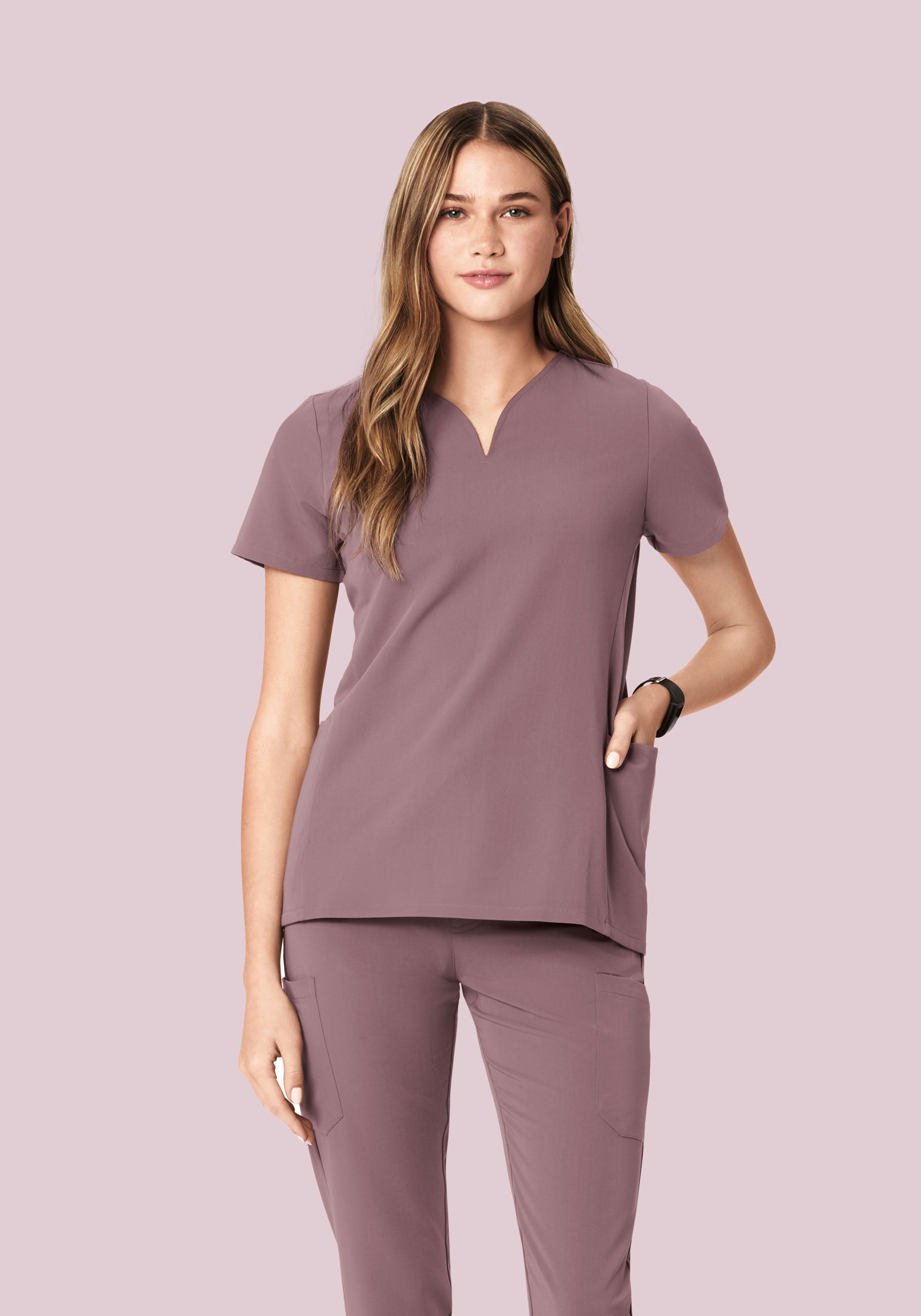 Curved V-Neck Top Moondust