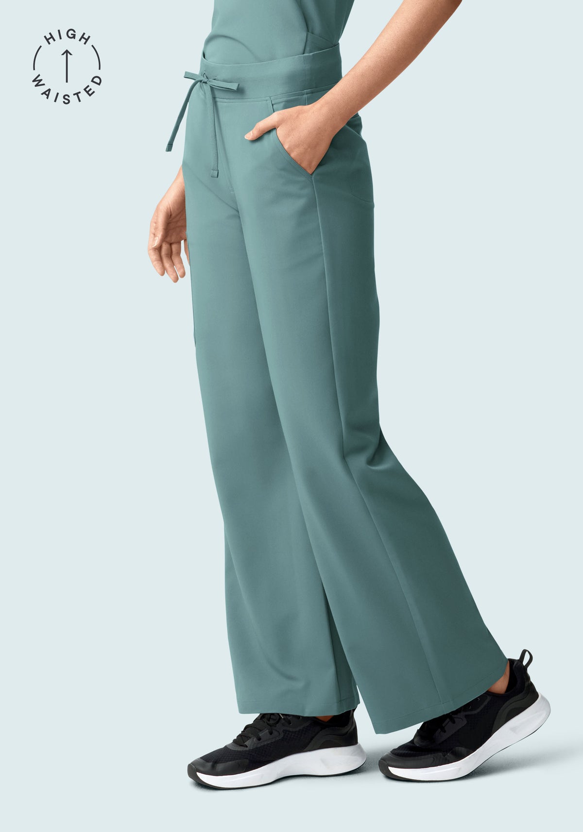 Women's High Waisted Wide Leg Scrub Pants - Marina | Mandala Scrubs