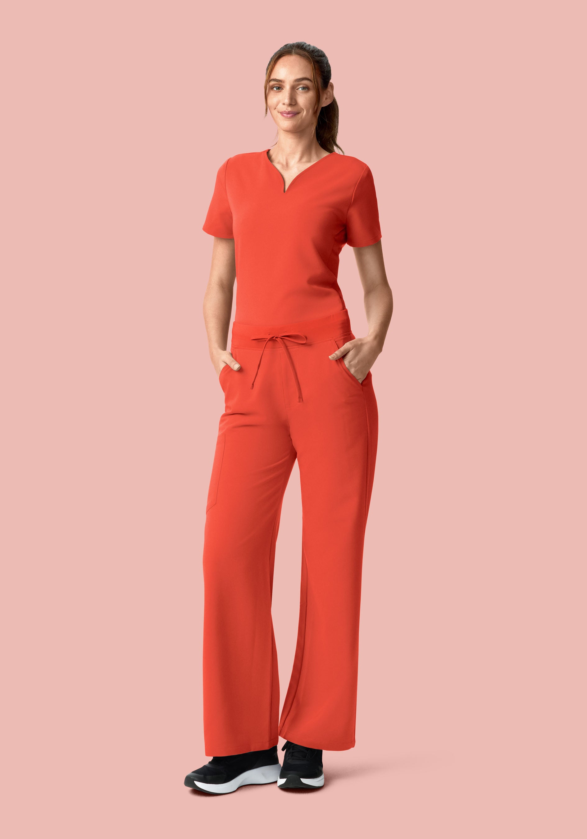 Women's High Waisted Wide Leg Scrub Pants - Terracotta | Mandala