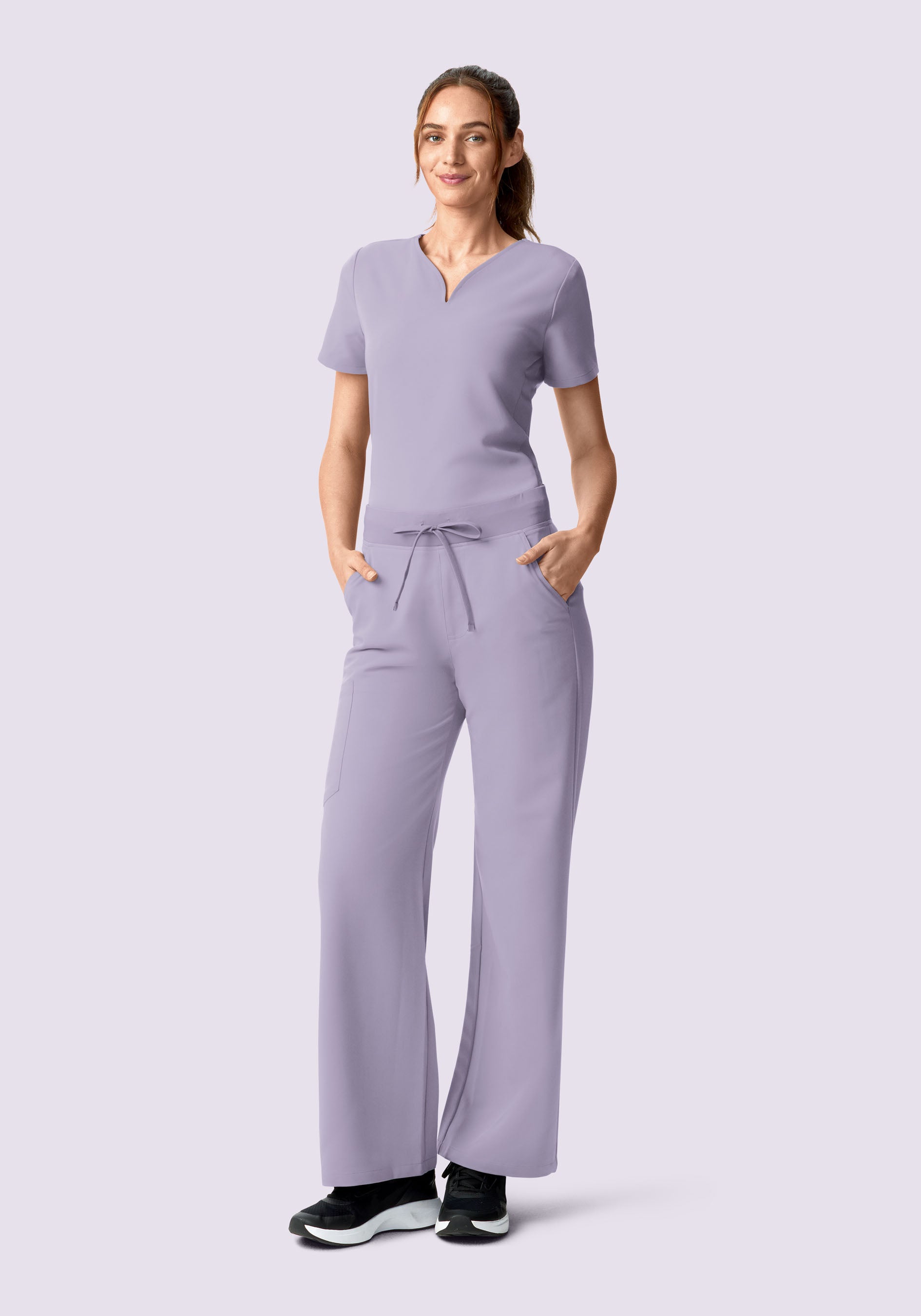 Women's High Waisted Wide Leg Scrub Pants - Ube | Mandala Scrubs