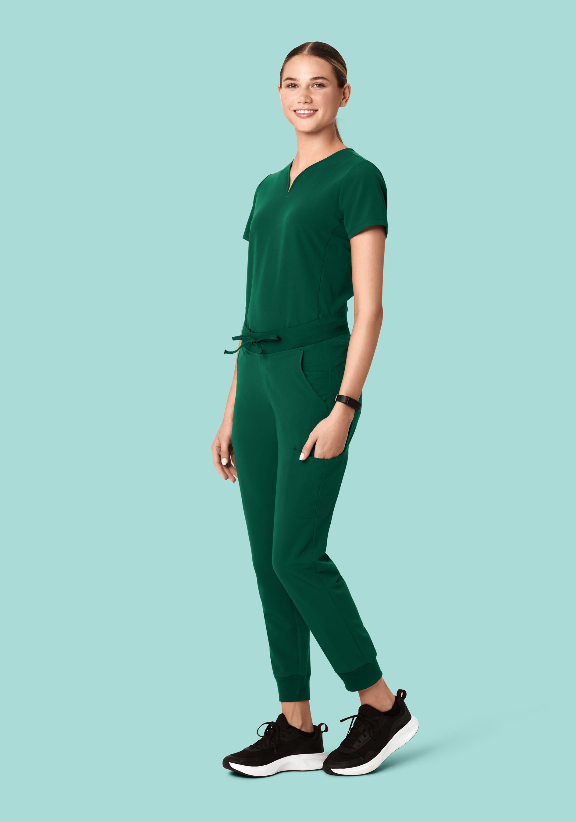 Celeste ワークパンツ ダークグリーン Women's Mid-Rise 11-Pocket Jogger Scrub Pants - Hunter Green