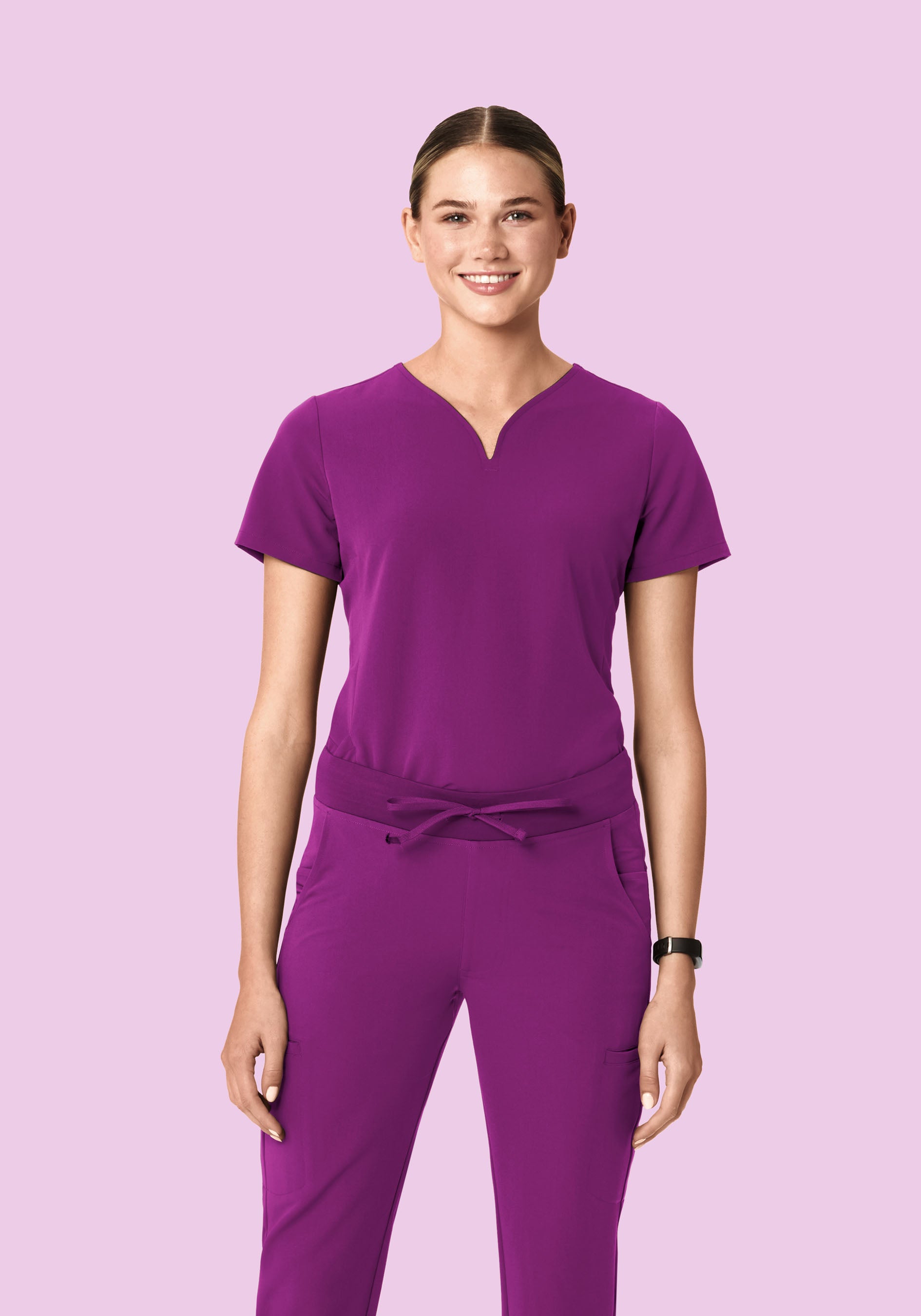 Curved V-Neck Top Dark Orchid