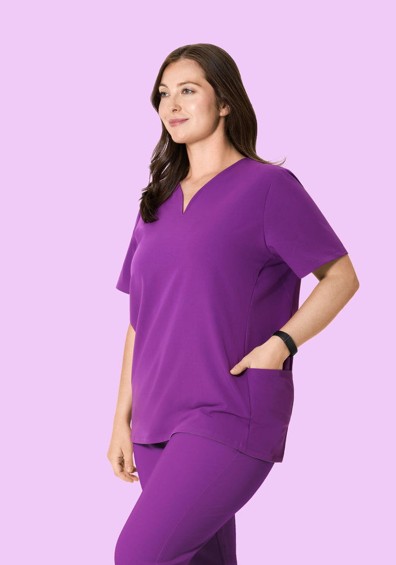 Curved V-Neck Top Cyber Grape