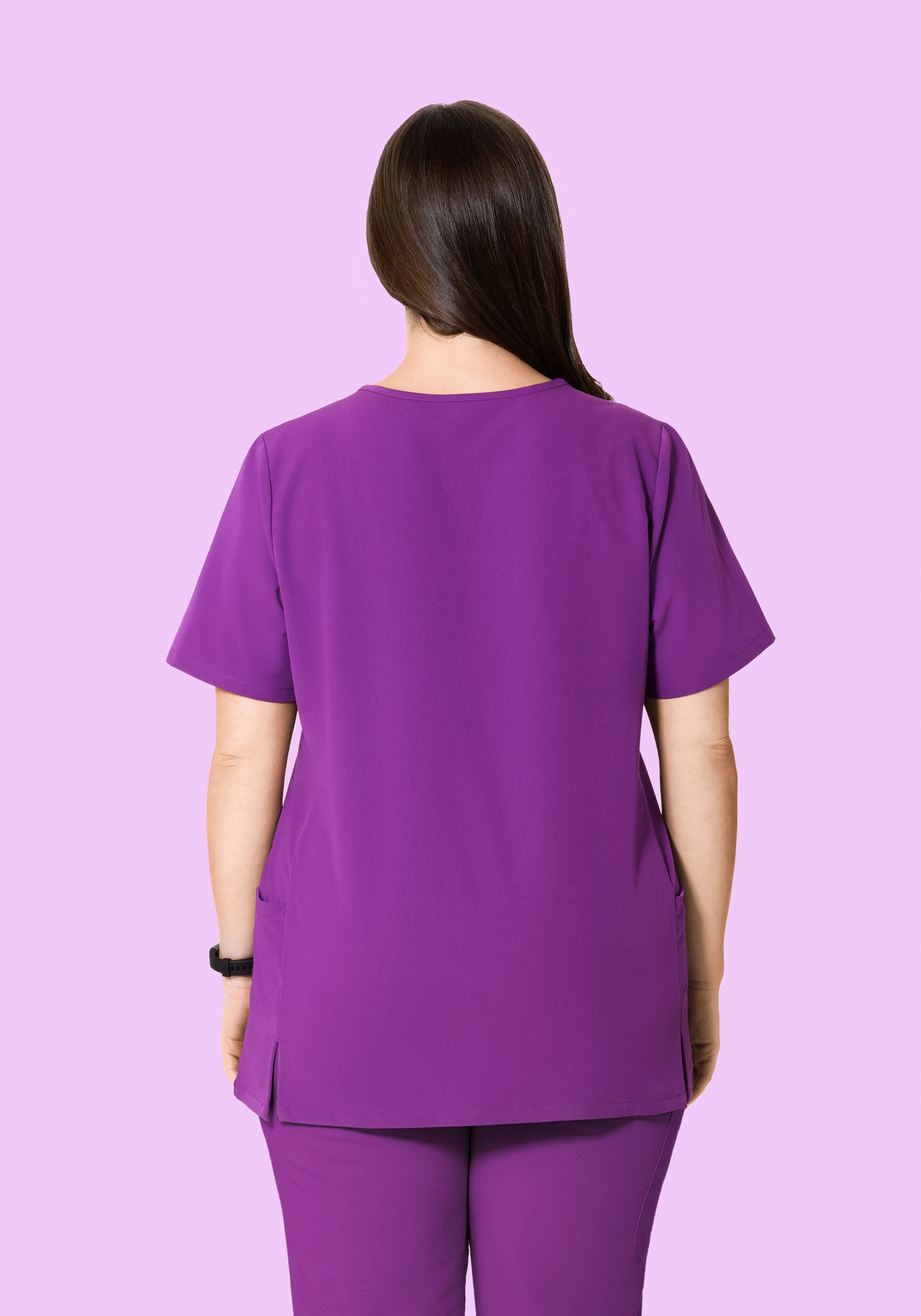 Curved V-Neck Top Cyber Grape