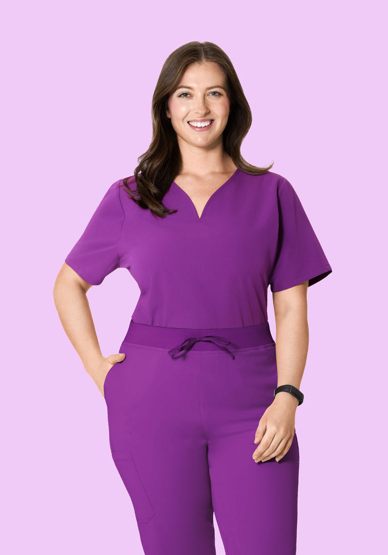 Curved V-Neck Top Cyber Grape