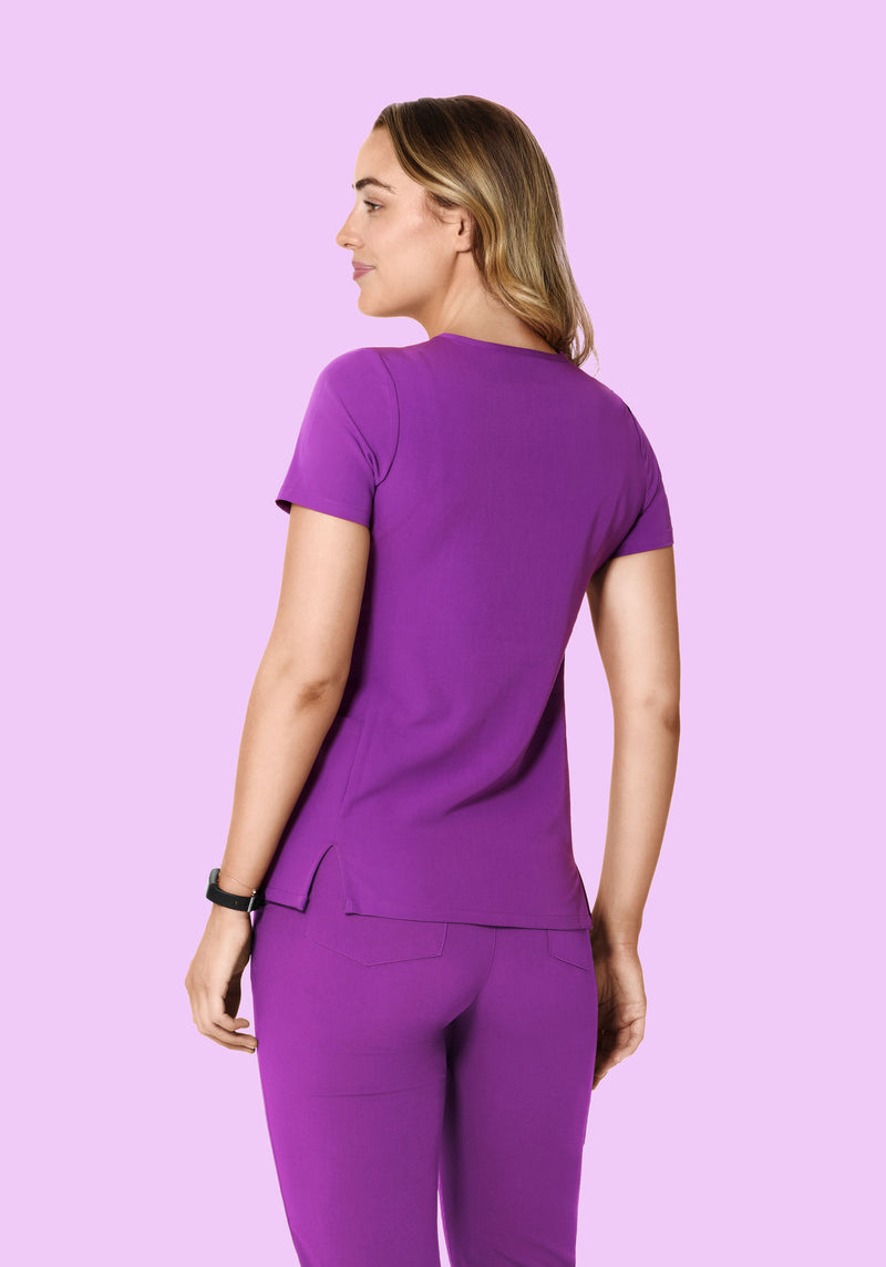 Curved V-Neck Top Cyber Grape