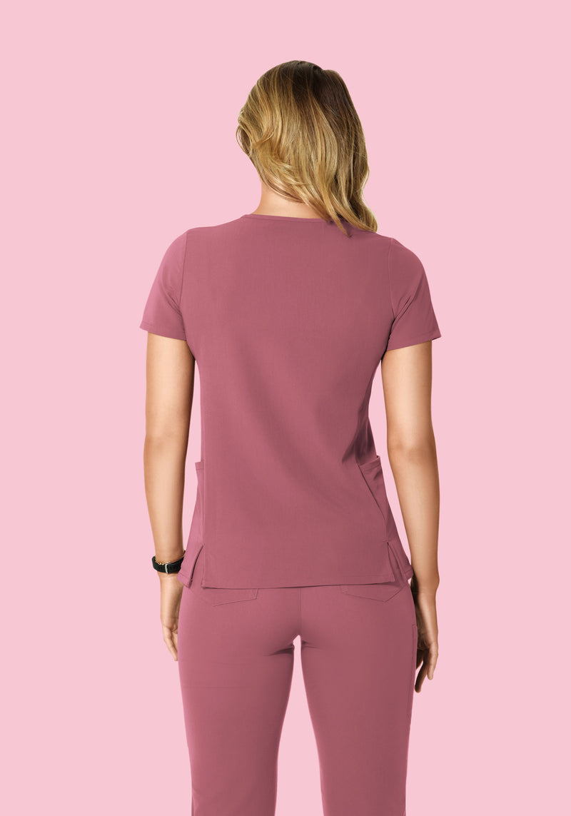 Curved V-Neck Top Mauve