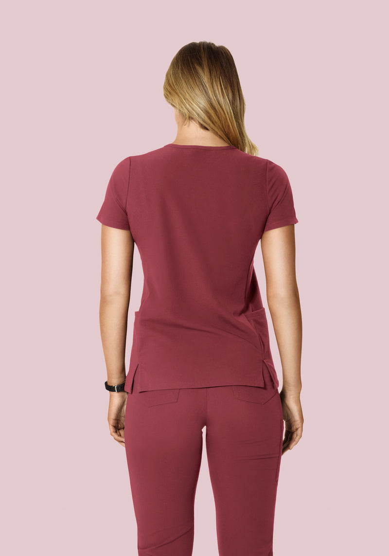 Curved V-Neck Top Raisin