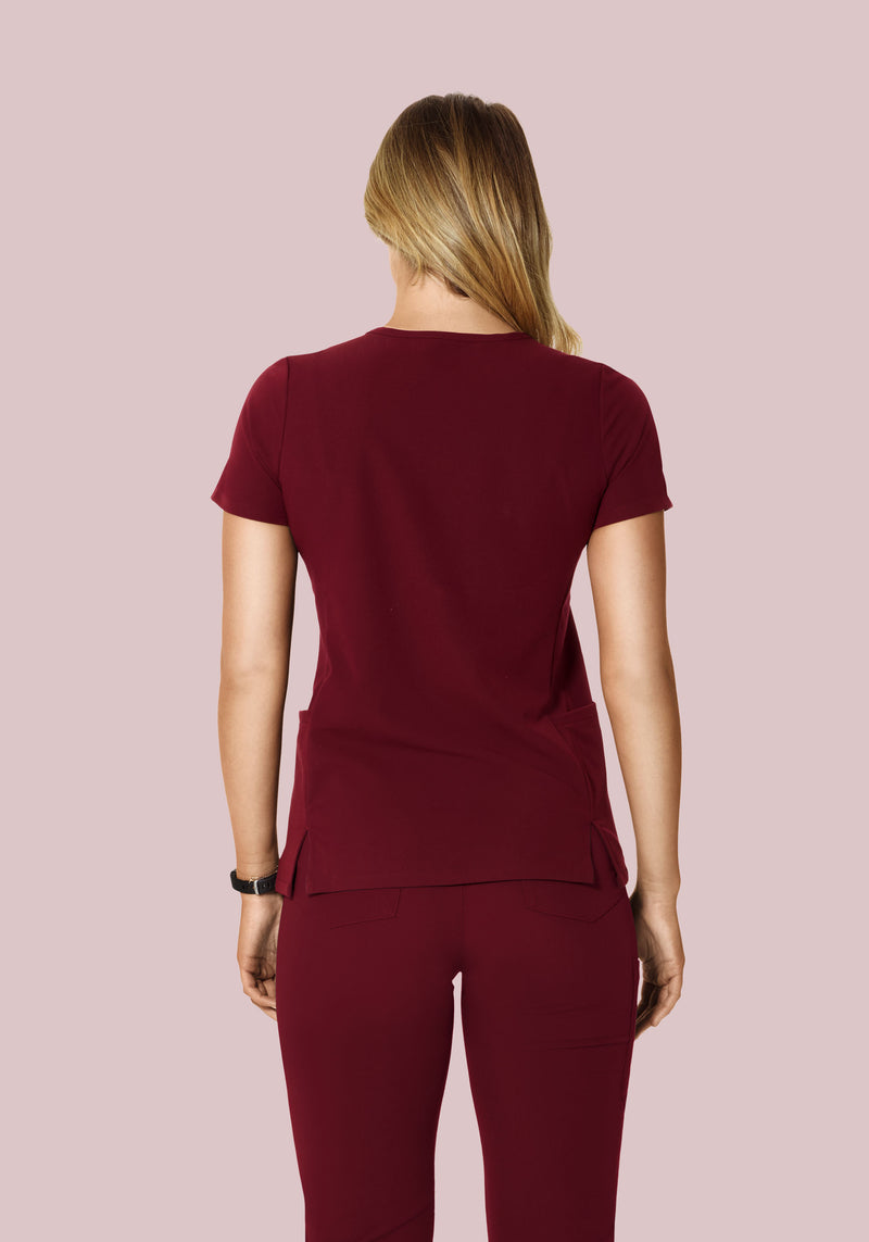 Curved V-Neck Top Wine