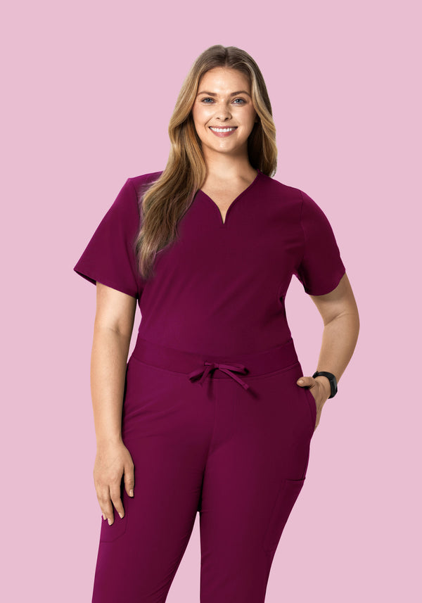 Curved V-Neck Top Sangria