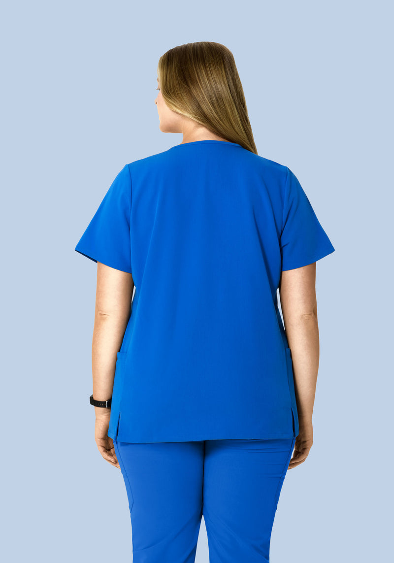 Curved V-Neck Top Royal Blue