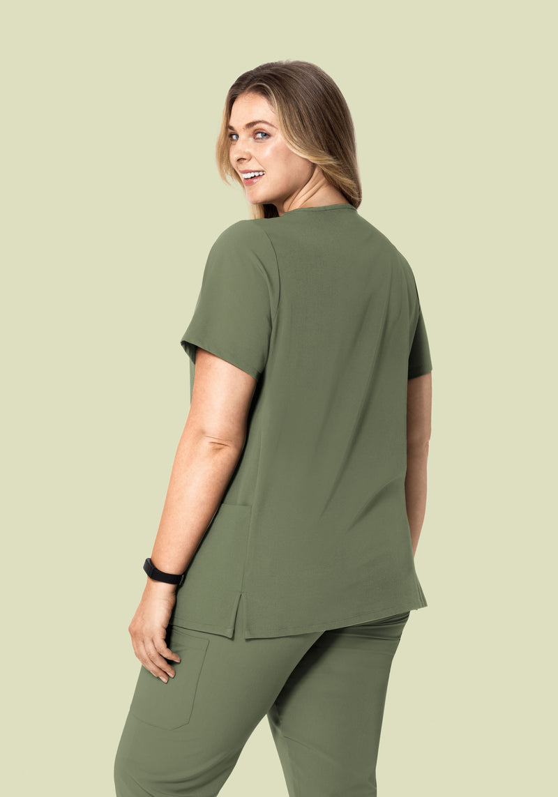 Curved V-Neck Top Sage