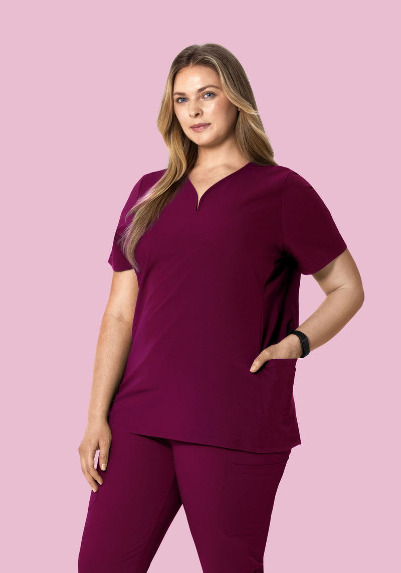 Curved V-Neck Top Sangria