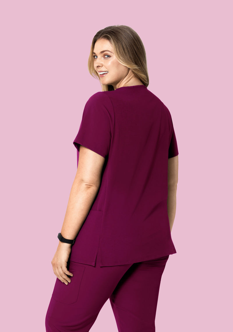 Curved V-Neck Top Sangria