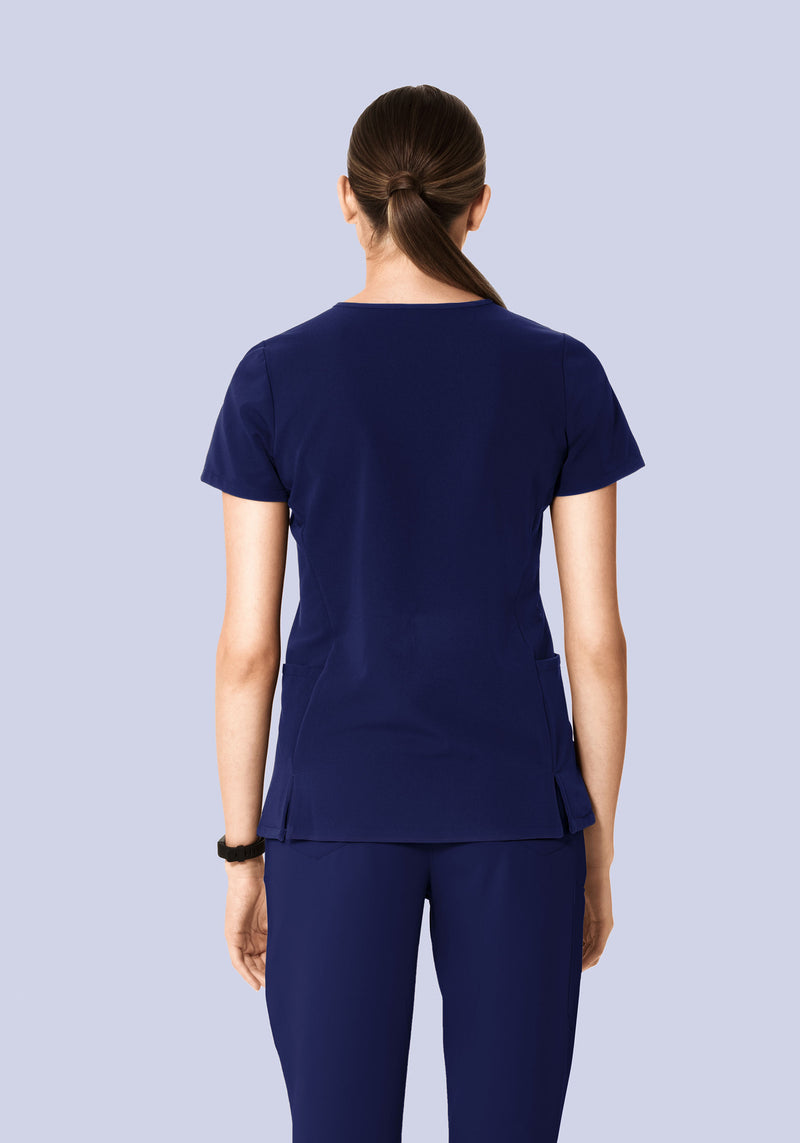 Curved V-Neck Top Navy