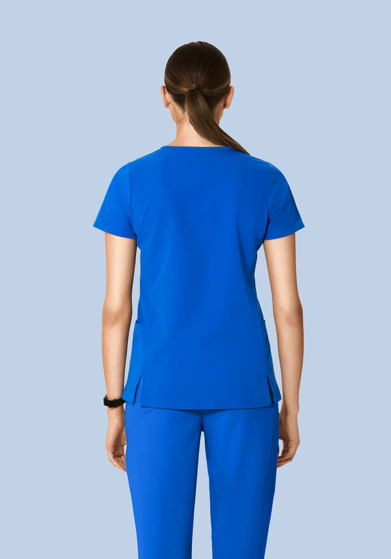 Curved V-Neck Top Royal Blue