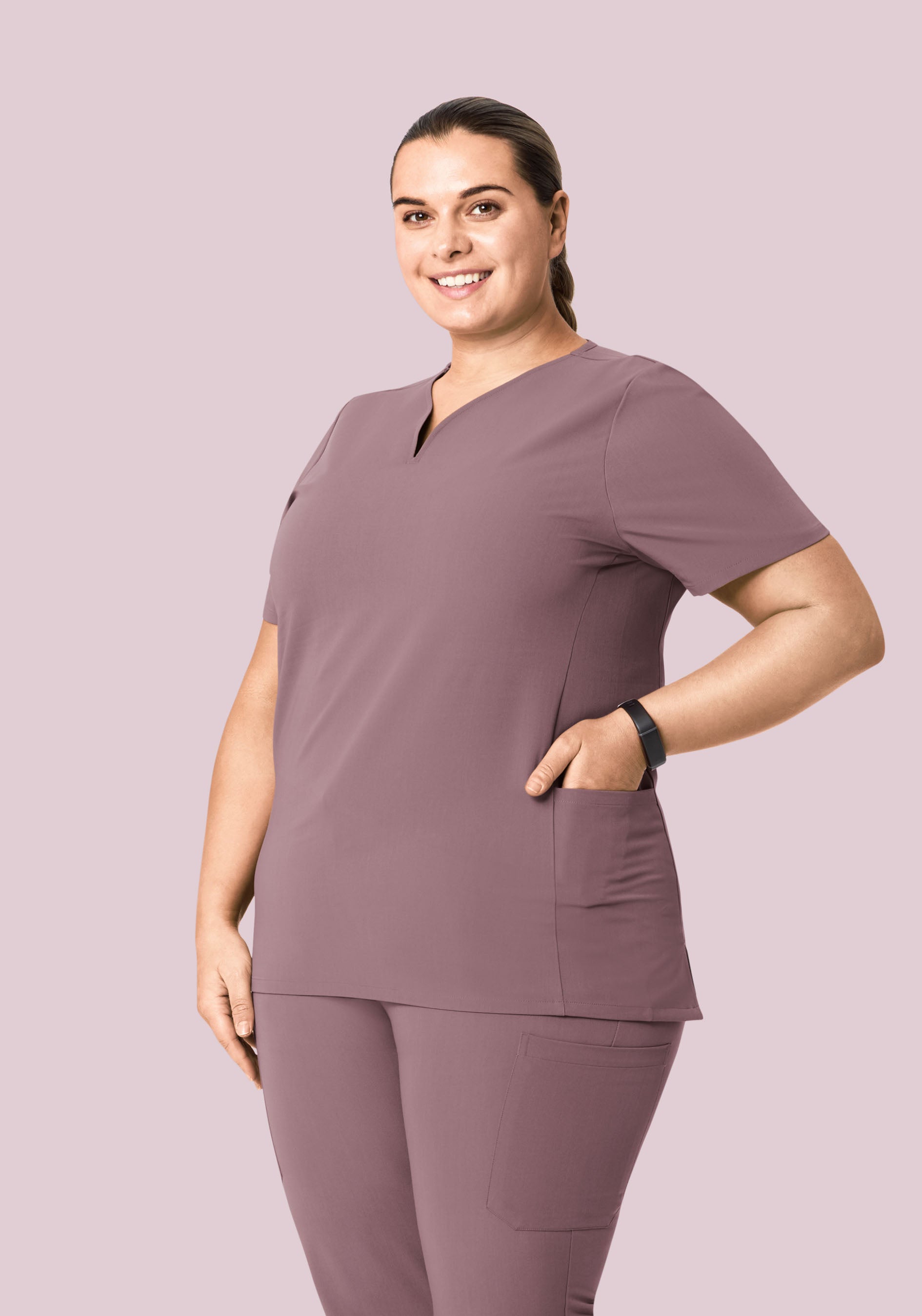 Curved V-Neck Top Moondust