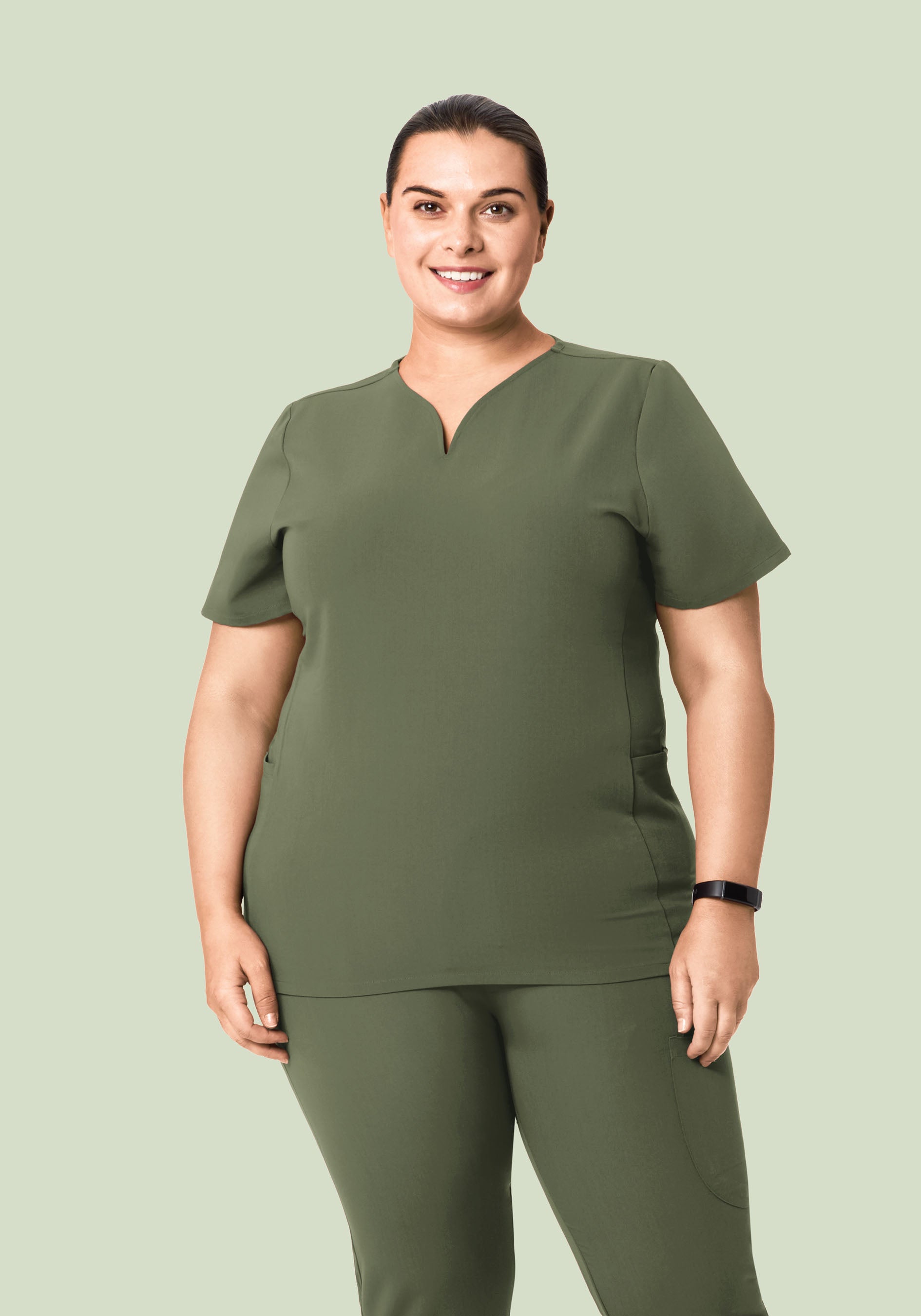 Curved V-Neck Top Thyme