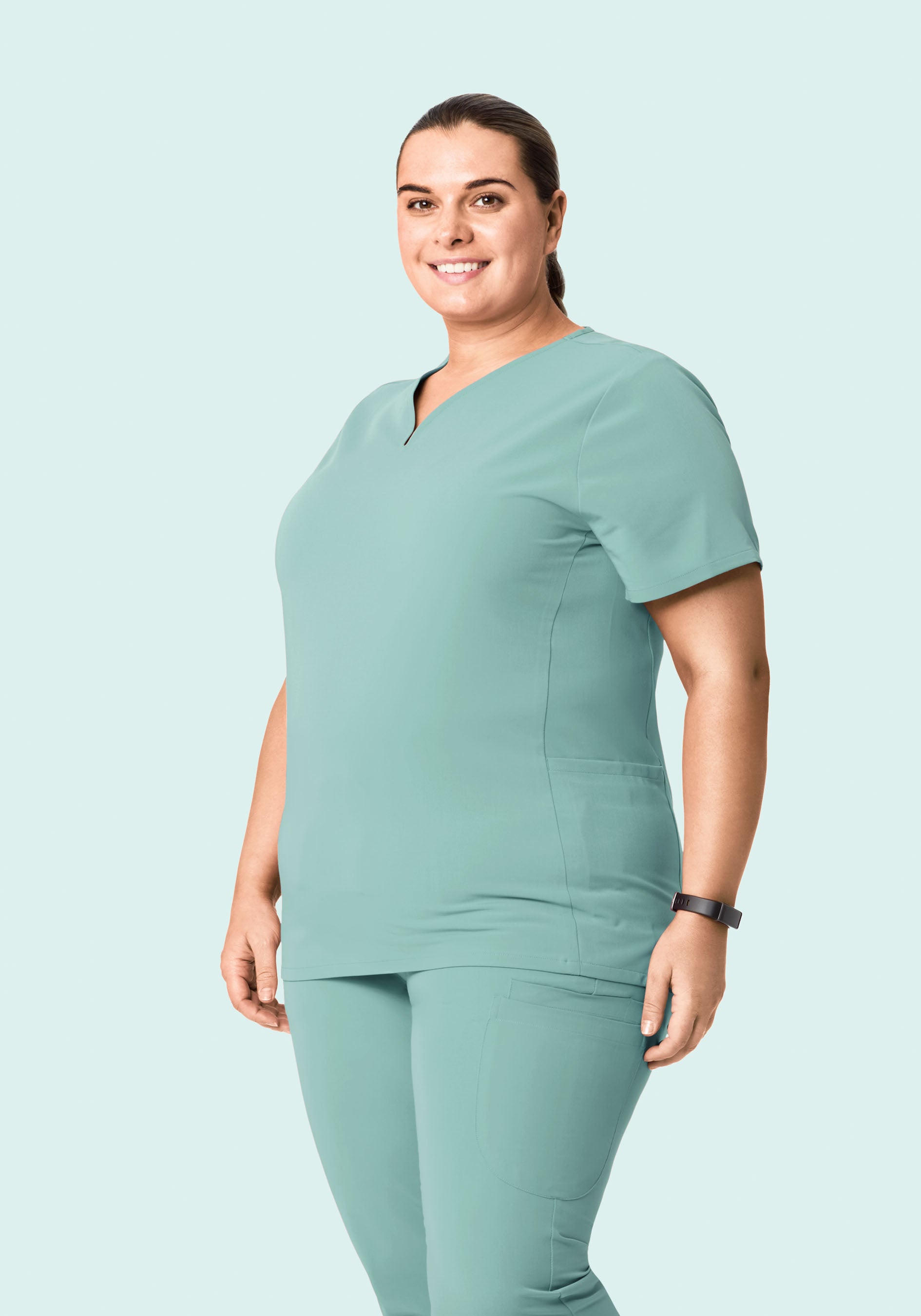 Curved V-Neck Top Tourmaline