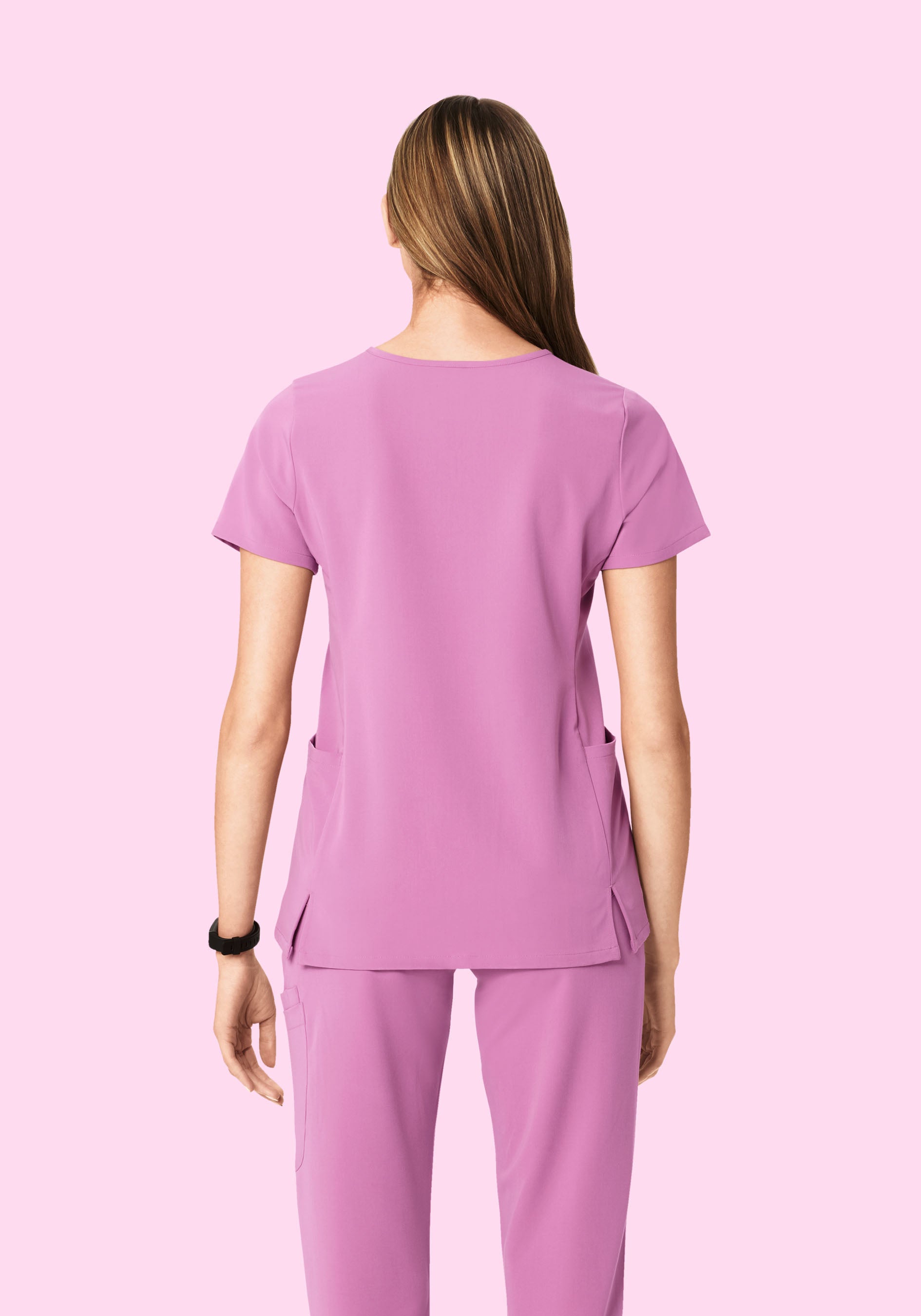Curved V-Neck Top Mulberry