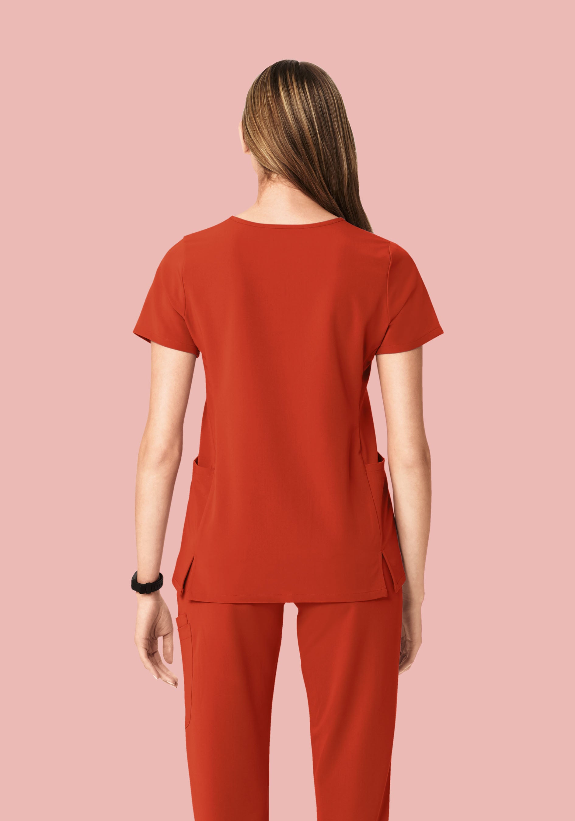 Curved V-Neck Top Rust