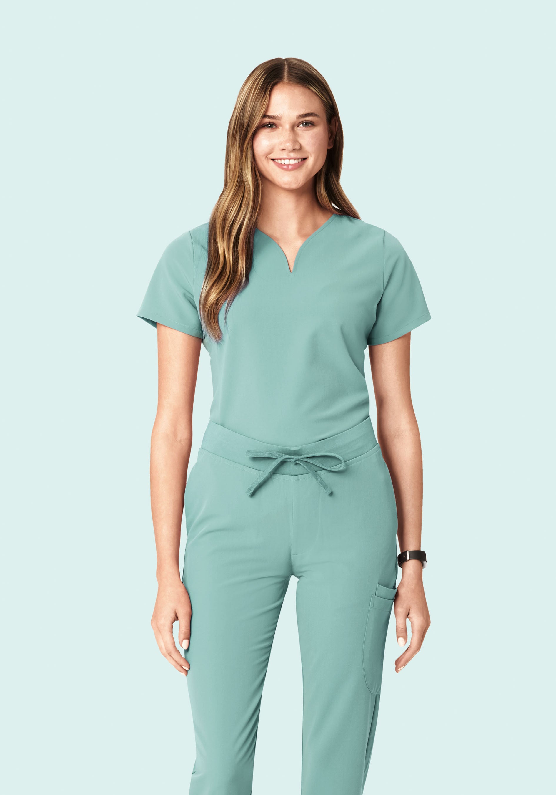 Curved V-Neck Top Tourmaline