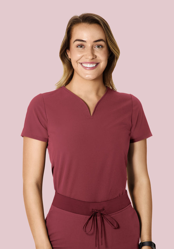 Curved V-Neck Top Raisin