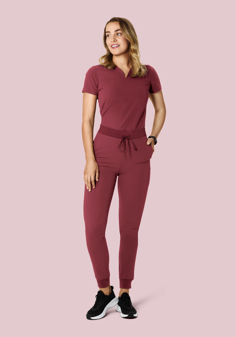 Curved V-Neck Top Raisin