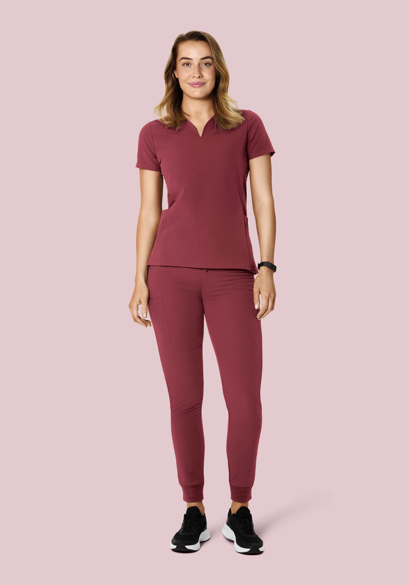 Curved V-Neck Top Raisin