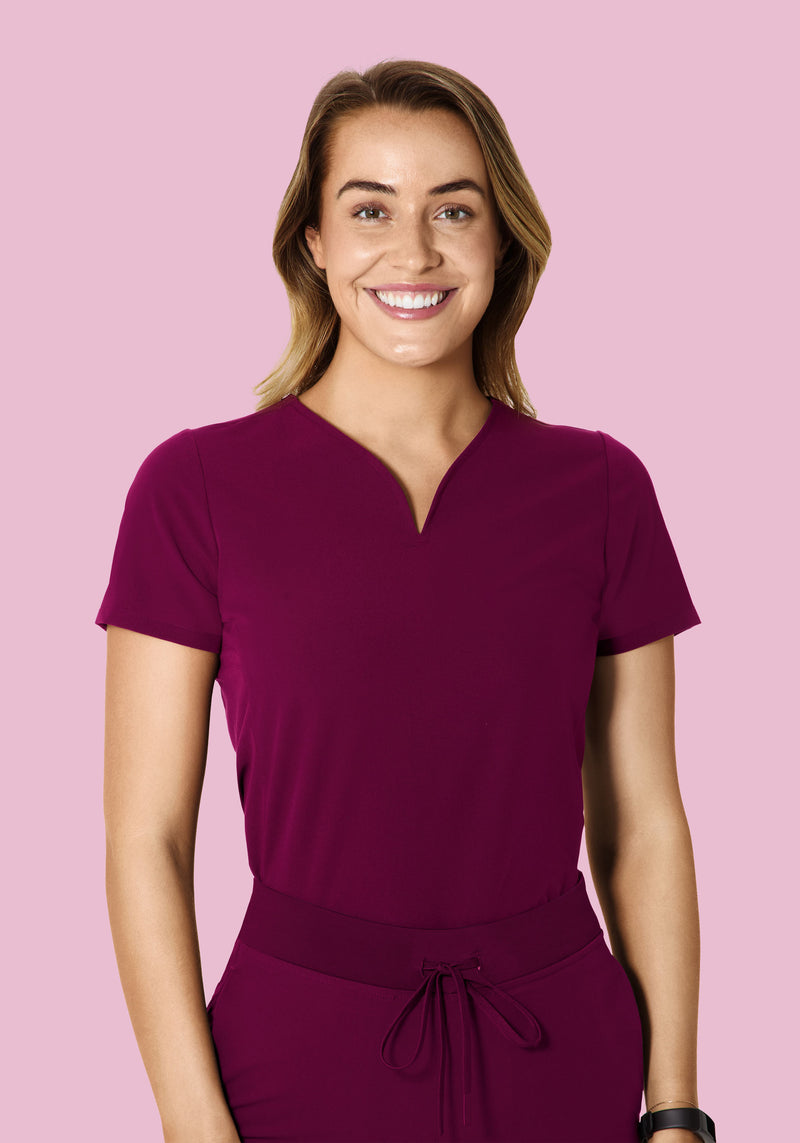 Curved V-Neck Top Sangria