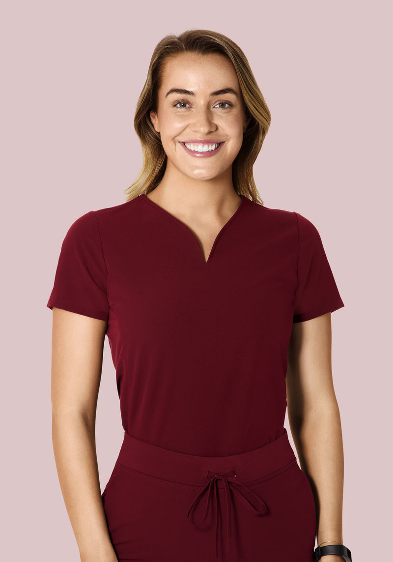 Curved V-Neck Top Wine