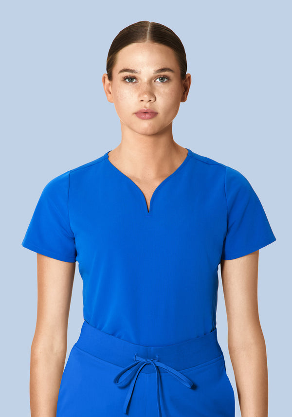 Curved V-Neck Top Royal Blue