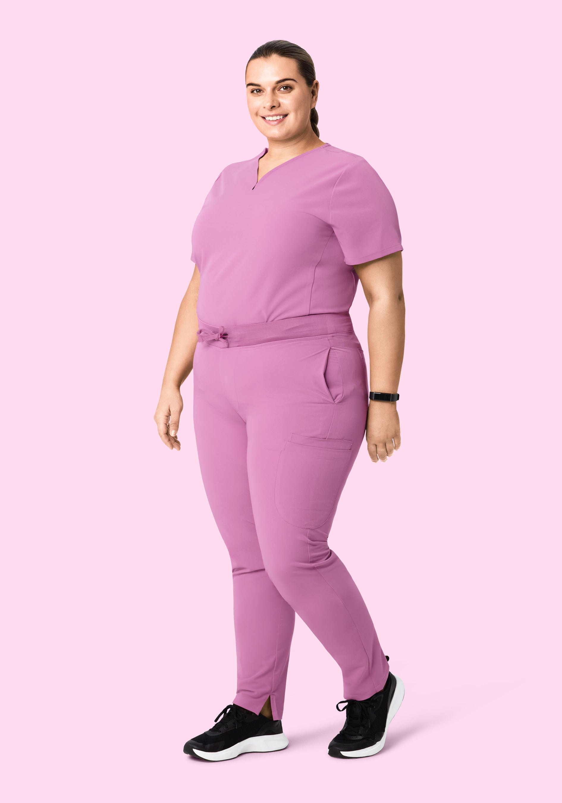 Curved V-Neck Top Mulberry