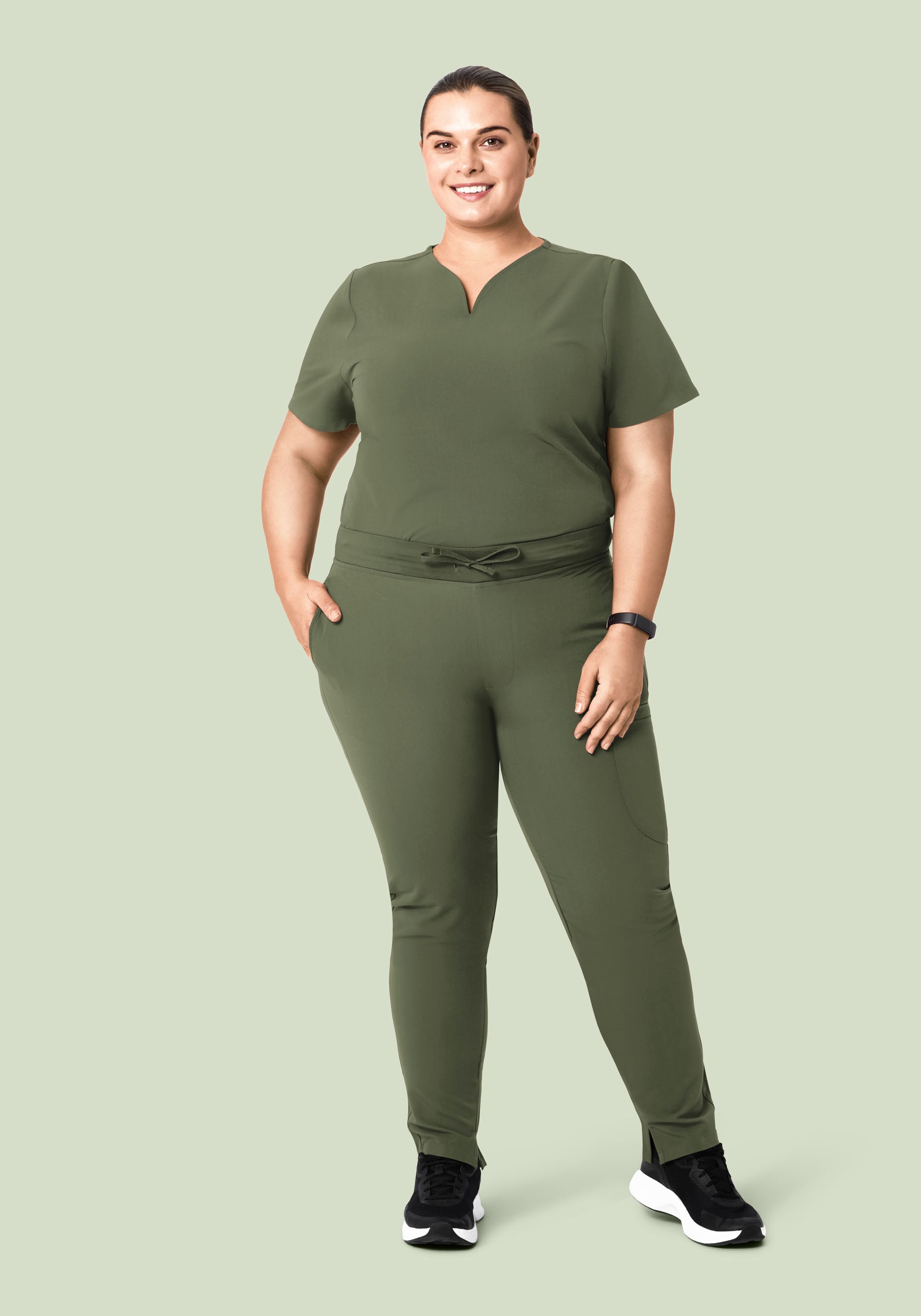 Curved V-Neck Top Thyme