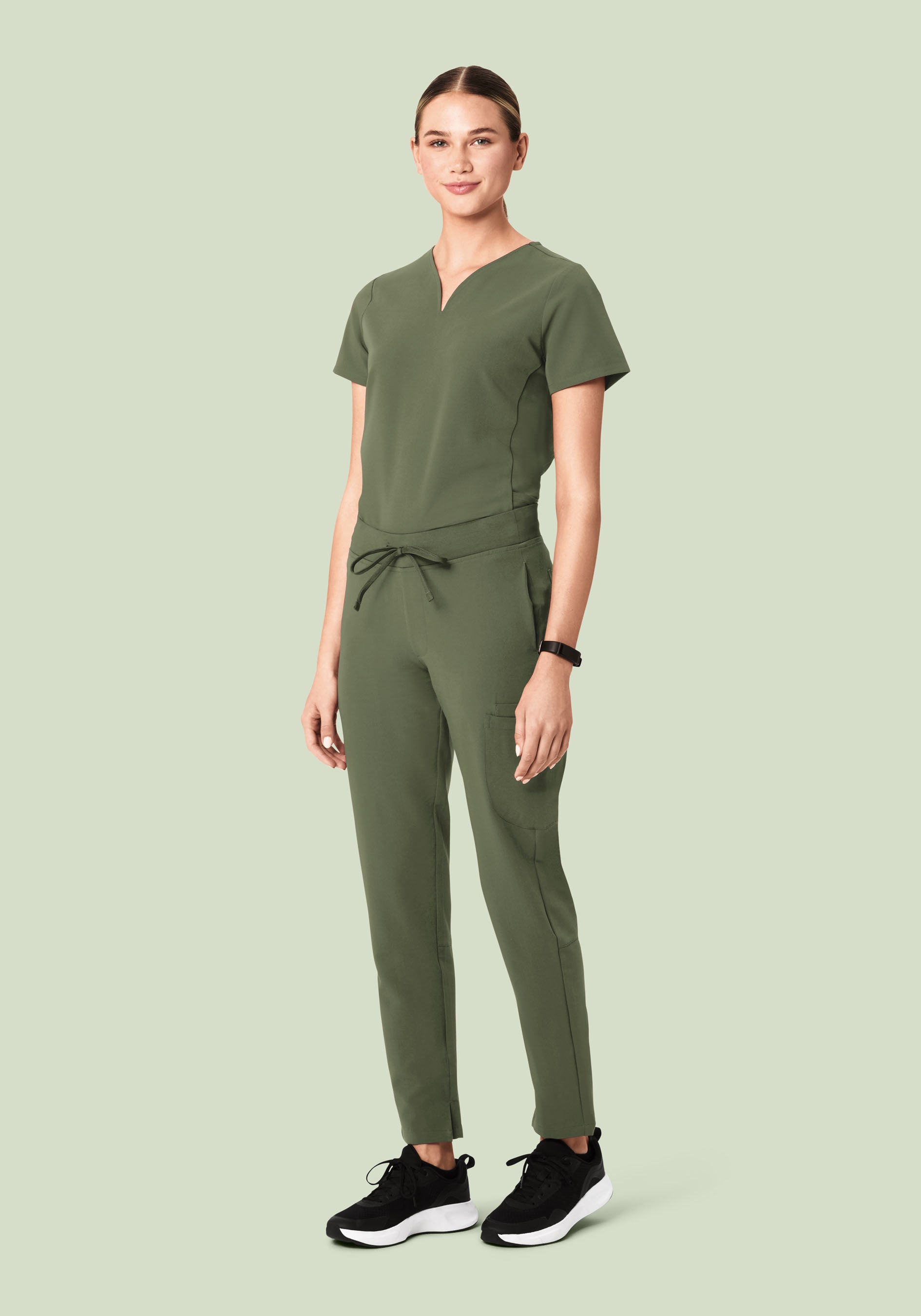 Curved V-Neck Top Thyme