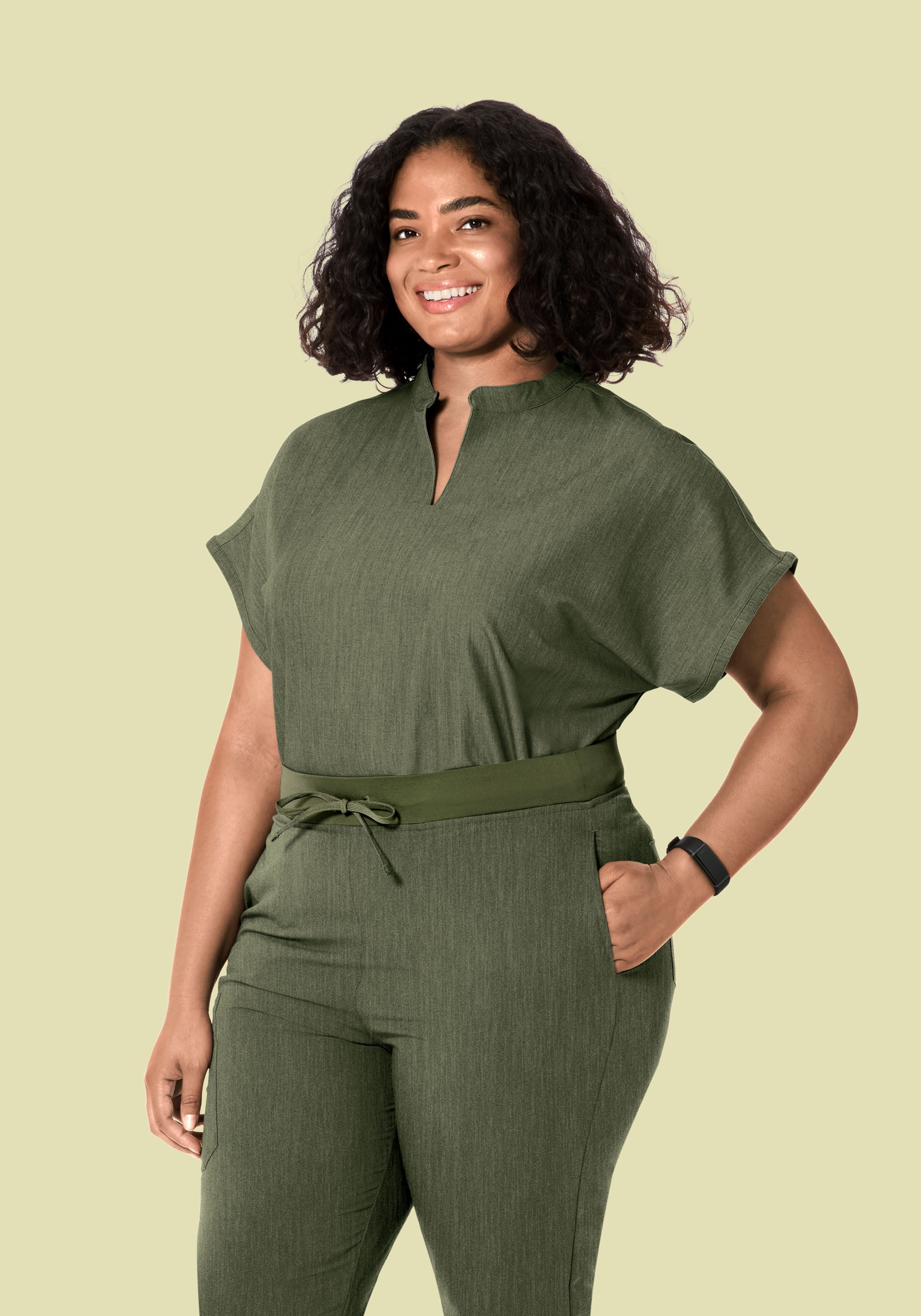 Mandarin Dolman Top Heather Olive