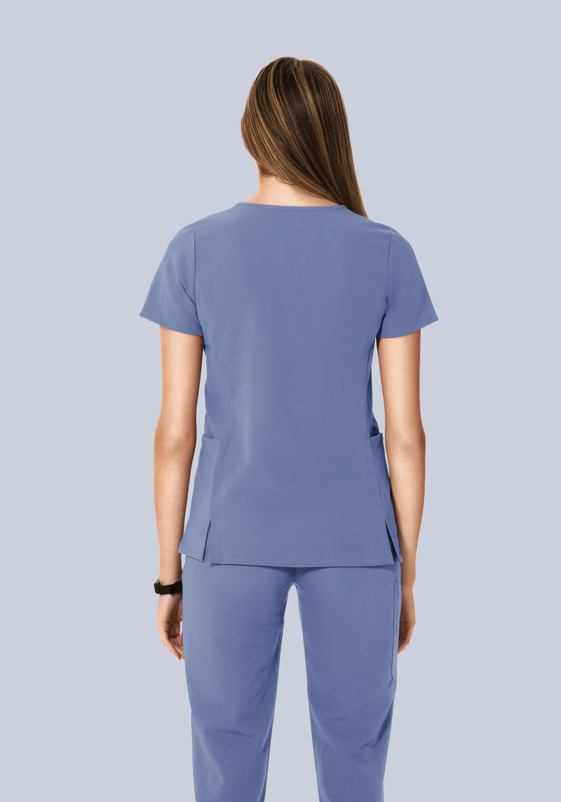 Curved V-Neck Top Periwinkle