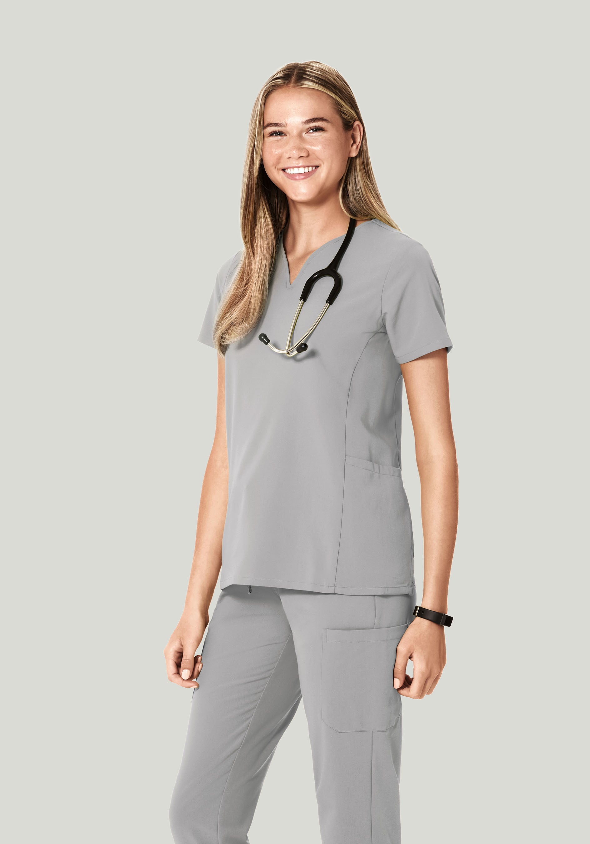 Curved V-Neck Top Cloud