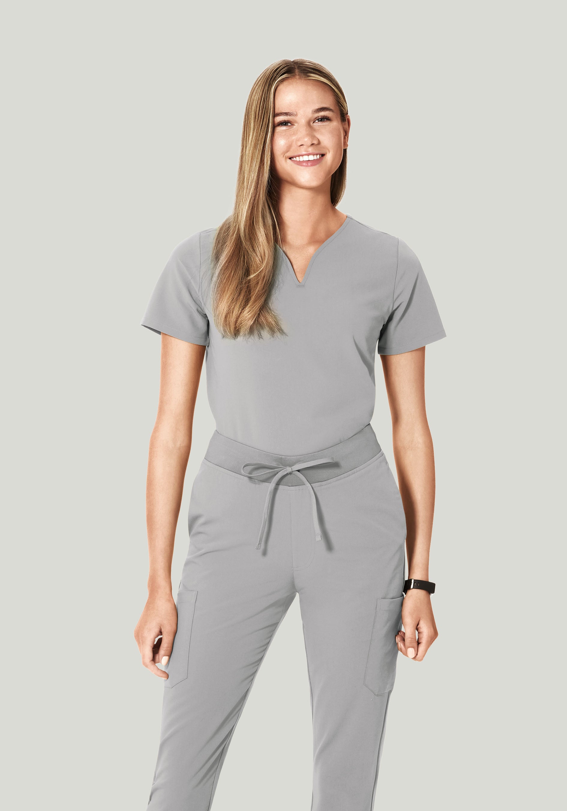 Curved V-Neck Top Cloud